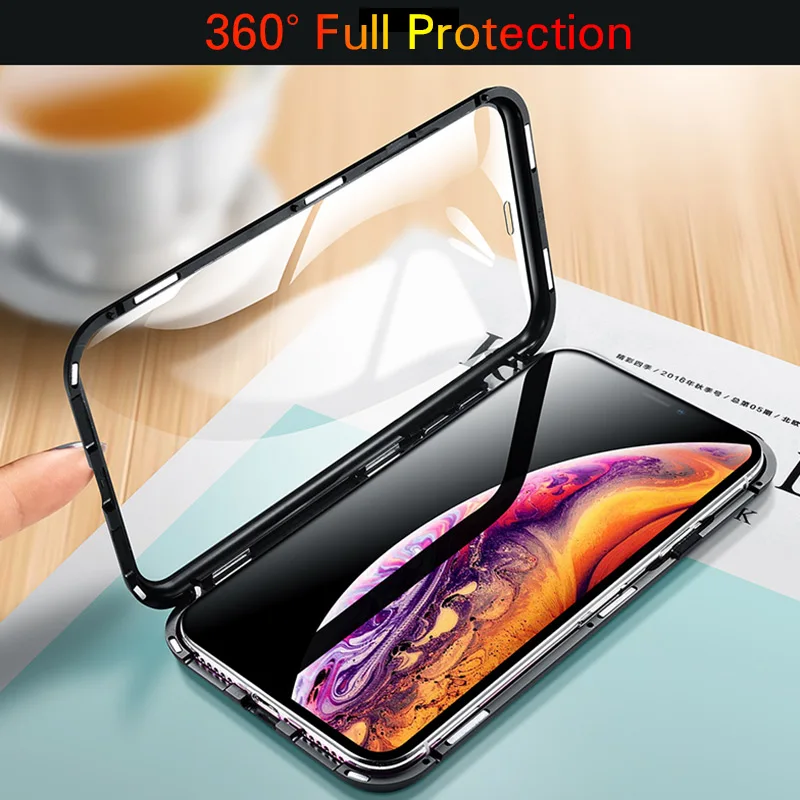 Чехол из закаленного стекла + экранная пленка для iPhone X XS Max XR 8 8P 7P 6 6P 6S Plus магнитная