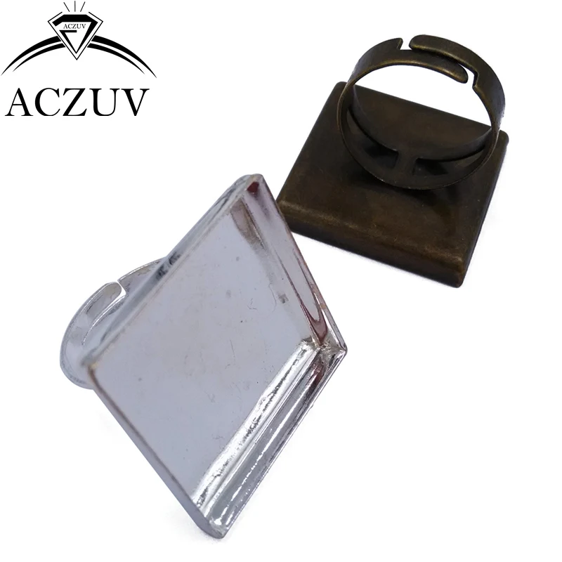 Оптовая продажа 100 шт серебряное античное бронзовое 25 мм квадратное регулируемое