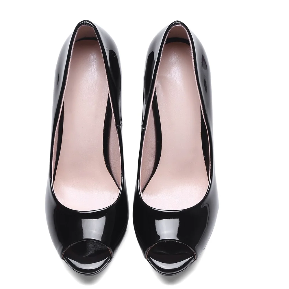 Showfun из натуральной лакированной кожи женская обувь вечерние краткий peep toe slip-on
