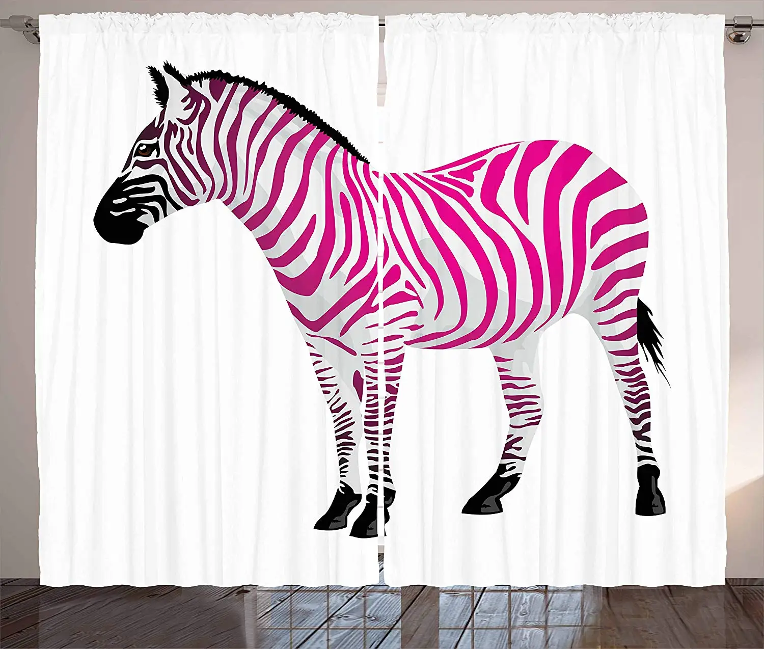 Шторы розовые зебры в розовую полоску занавески с принтом животных из савана