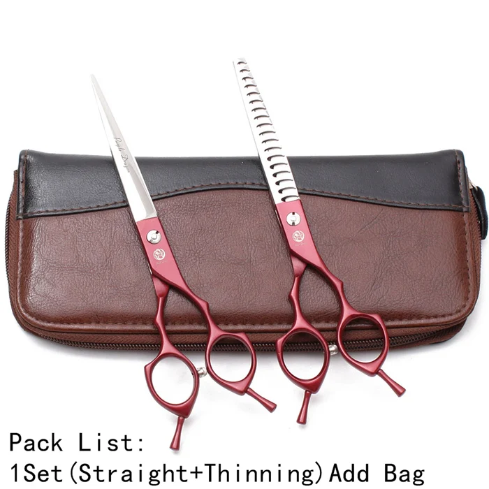 Z9029 Hong D 7YY 2 шт. Z9029 " 440C прямой сдвиг волос Профессиональные ножницы для стрижки волос ножницы для животных комплект для ухода за собакой профессиональный набор ножниц для стрижки домашних животных Прямая поставка - Цвет: Z9029 Hong D 7YY