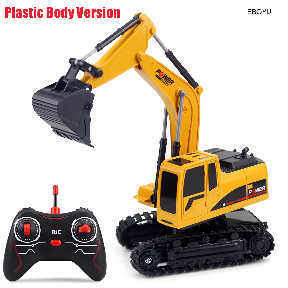 Plastic Body Version EBOYU 258-1 2,4 ГГц 6CH 1:24 RC для экскаватора daewoo, Мини RC грузовик Перезаряжаемые имитация экскаватор игрушка в подарок для детей - Цвет: Plastic Body Version