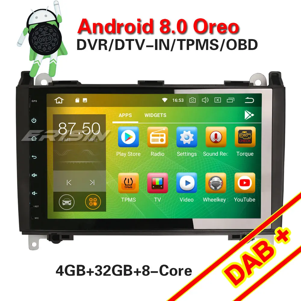 Erisin ES7801B 9 дюймовый автомобильный dvd плеер android 8 0 4G Оперативная память DAB OBD WiFi 3g для