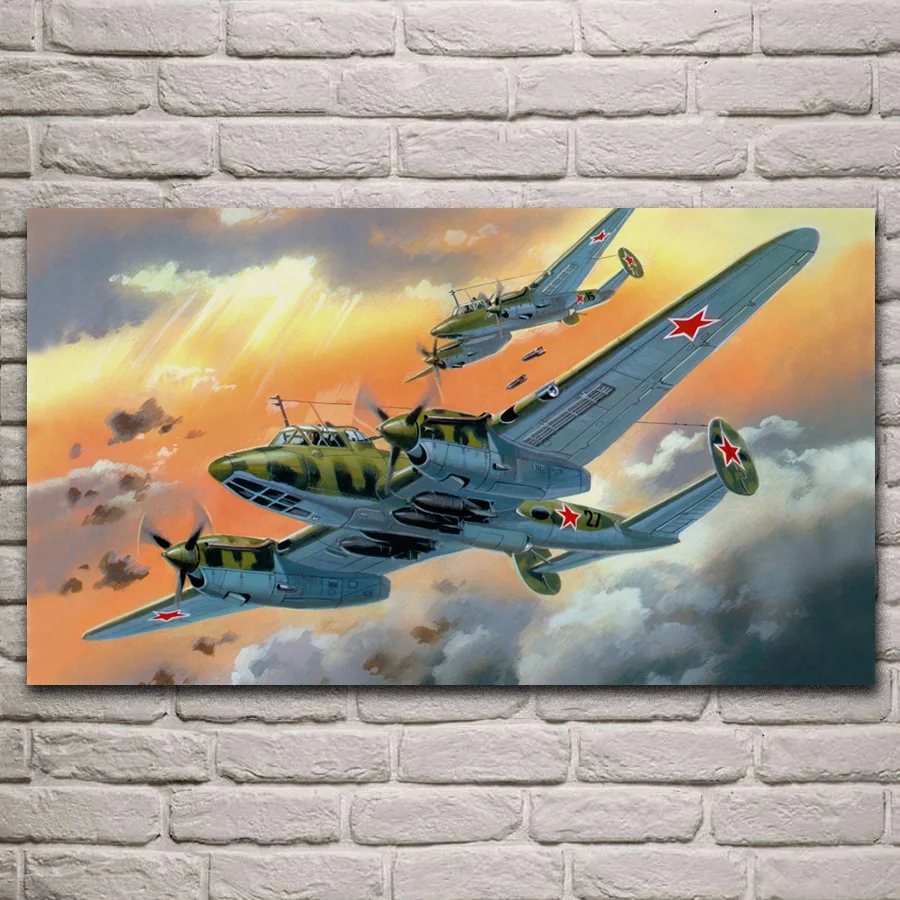 Картина авиатора ww2 pe 2 классический постер из Ткани в стиле ретро украшение для