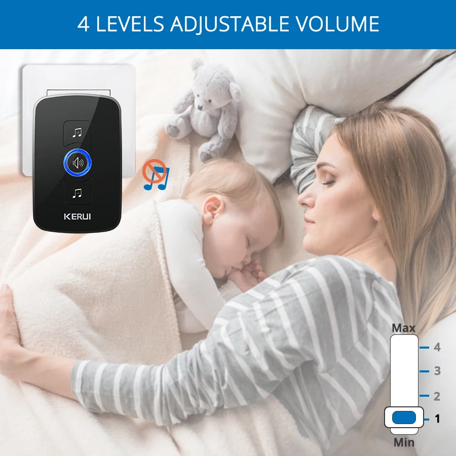 Умный беспроводной дверной звонок KERUI светодиодный светильник с 32 мелодиями