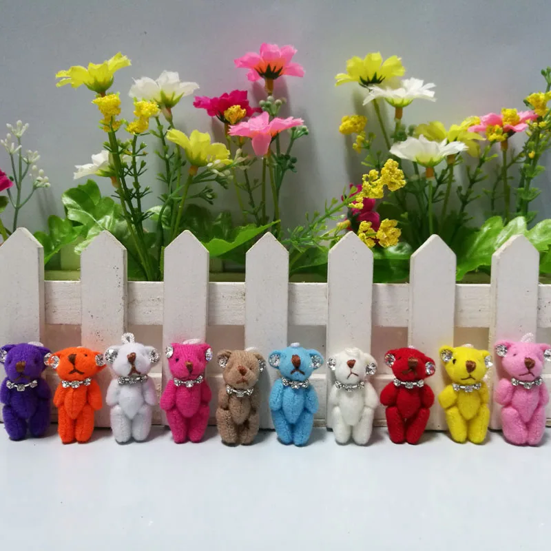 20pcs/lot Wholesale 3.5cm Mini joint bear teddy with Diamond mini plush Toy 10 colors to choose | Игрушки и хобби