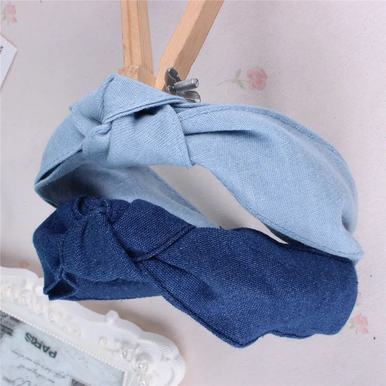 Женские ободки из денима аксессуары для волос мода полностью закрытые узловатая головная повязка.
