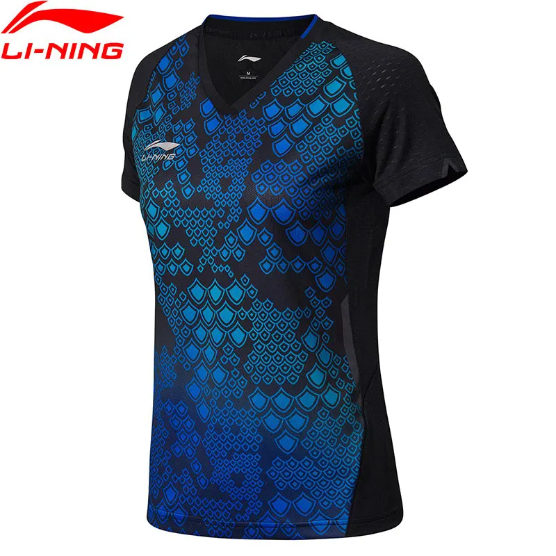 Li-Ning/женская футболка для настольного тенниса, дышащая подкладка, спортивные футболки, топы AAYN056 CAMJ18