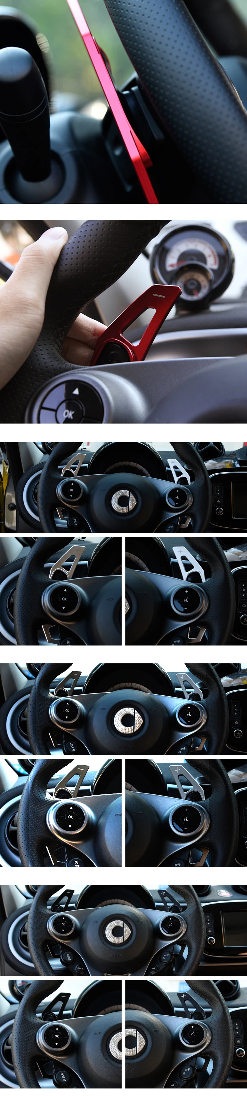 Для Mercedes smart 451 453 fortwo forfour управление алюминиевым сплавом колеса Переключатели скоростей на руле аксессуары для автомобиля, автомобильный Стайлинг стикер