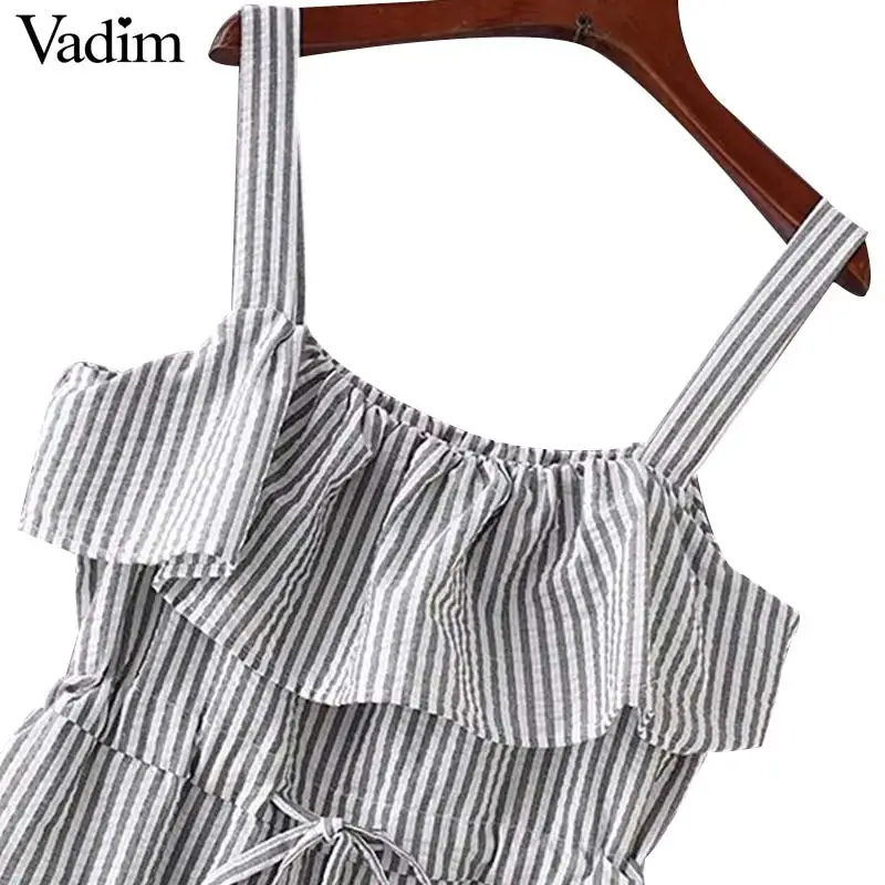 Милый женский комбинезон vadim с бантом и оборками в полоску карманами на