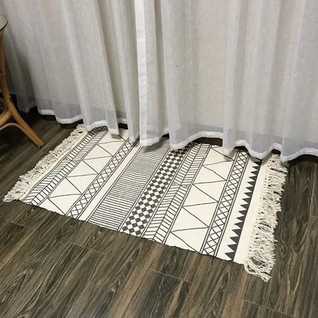 Carpet9 Богемные геометрические тканые хлопковые льняные ковры с кисточками, прикроватные Коврики для спальни, дивана, пола, коврики в скандинавском стиле для украшения дома - Цвет: Carpet9