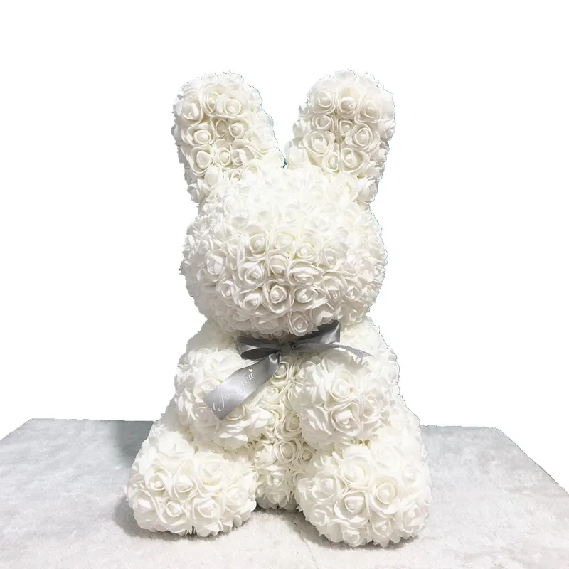 

Whire color Fashion birthday gift Unique Valentine's Day gift 45cm Rose lovely Rabbit Eternal Rose Handmade Puppy Creative
