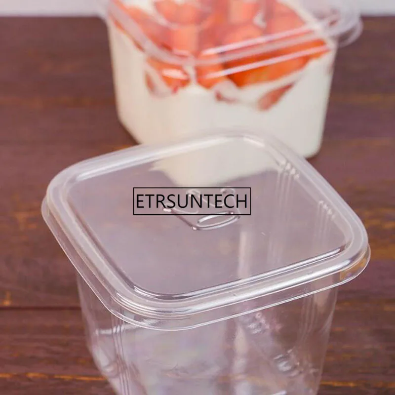 Прозрачная квадратная пластиковая коробка для торта мусса капкейков с крышкой