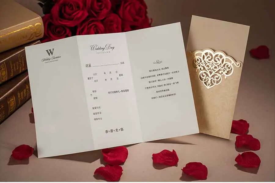 Набор свадебных приглашений с лазерной гравировкой 1 шт. горячей штамповкой