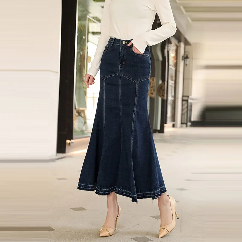 Женские облегающие джинсы Русалочки в Корейском стиле большие размеры весна