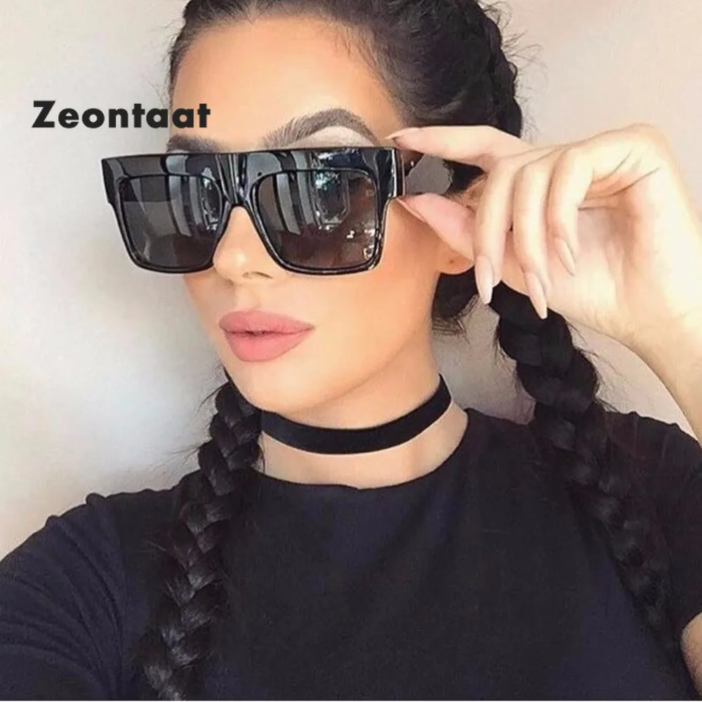 Женские квадратные солнцезащитные очки Zeontaat большие с красными линзами