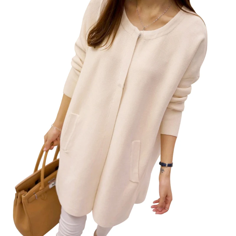TIGENA New Arrivals Covered Button Long Cardigan Female 2017 Sleeve Knit Cardigans Women Autumn Winnter Sweater Poncho |