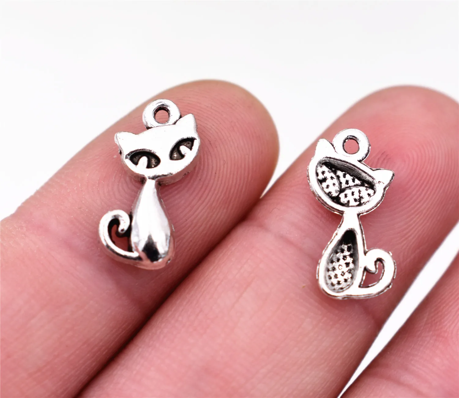 30 шт./лот 17x8 мм антикварная Посеребренная Подвеска в виде милой кошки подвеска
