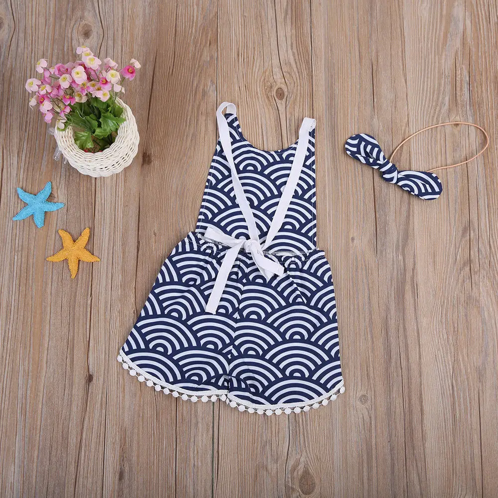 Модный кружевной цветочный комбинезон для маленьких девочек с открытой спиной в