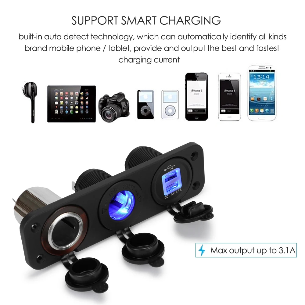 Двойная розетка для автомобильного прикуривателя 12 В сплиттер USB 3 1 А адаптер