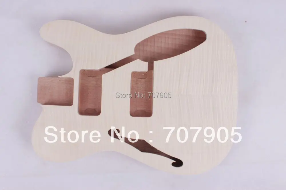 1x электрогитарный корпус необработанный из красного дерева Пламенный кленовый