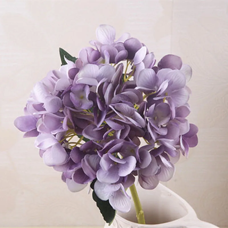 Purple Шелковые гортензии Искусственные цветы невесты Искусственные цветы украшения декоративный цветочный Декор для дома дешевые поддельные цветы - Цвет: Purple
