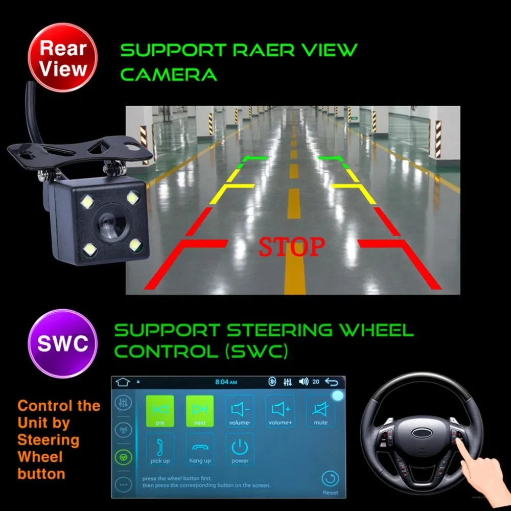 " двойной 2Din четырехъядерный Android 7,1 автомобильный MP5 плеер Радио Стерео gps Nav wifi USB сенсорный экран с радио gps Рулевое колесо управление