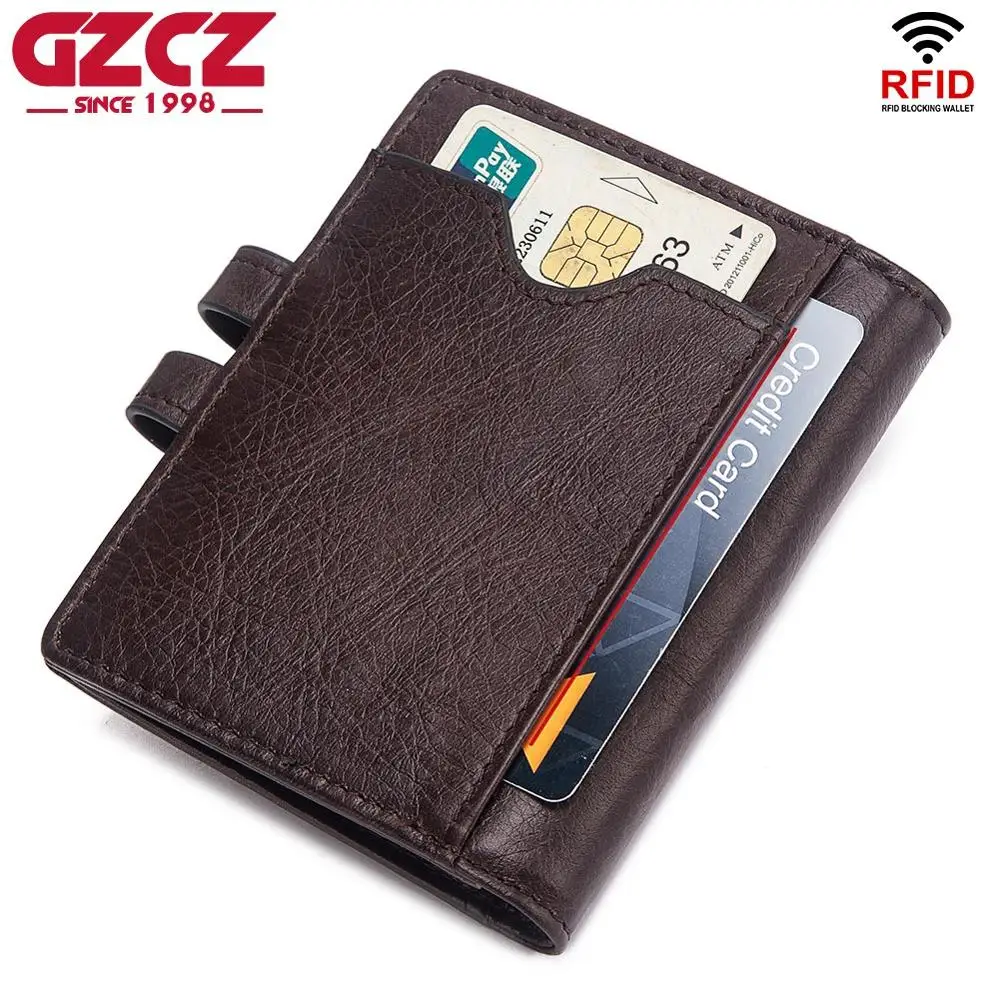 GZCZ высококачественный кошелек из натуральной кожи Rfid для мужчин и женщин ID карт 28