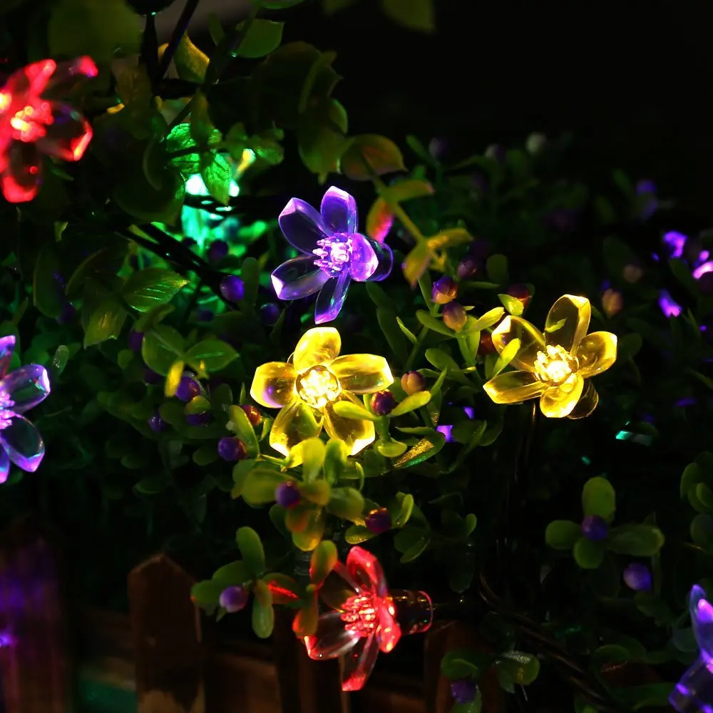 Outdoor Solar Powered Plum Blossom Lights String Party Decoration Striking 20 LED Beads string Light Birthday Garden | Лампы и