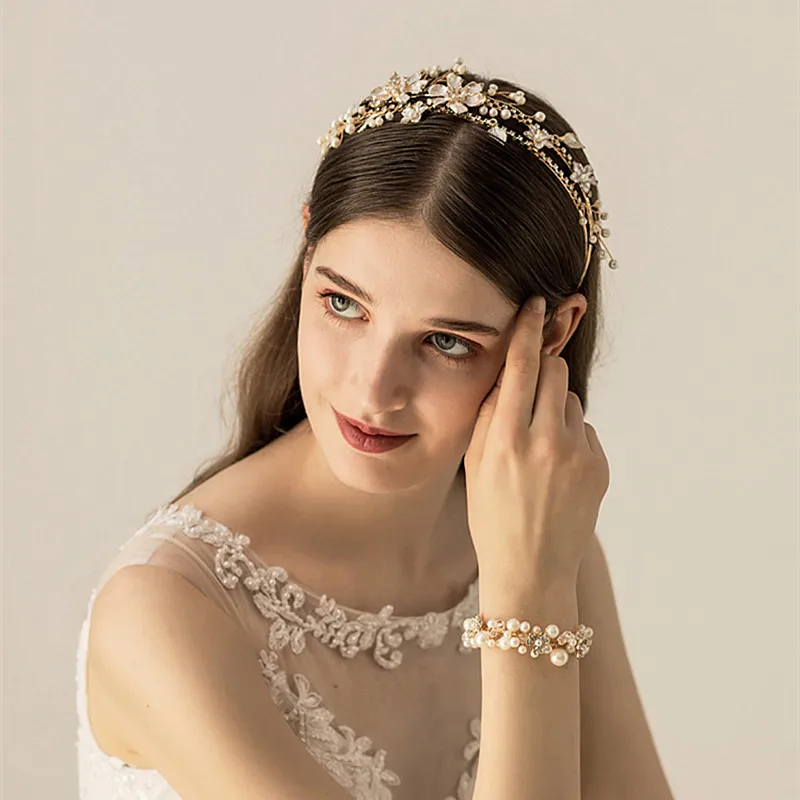 2019 новейший нежный цветок ручной работы свадебное украшение на голову жемчуг