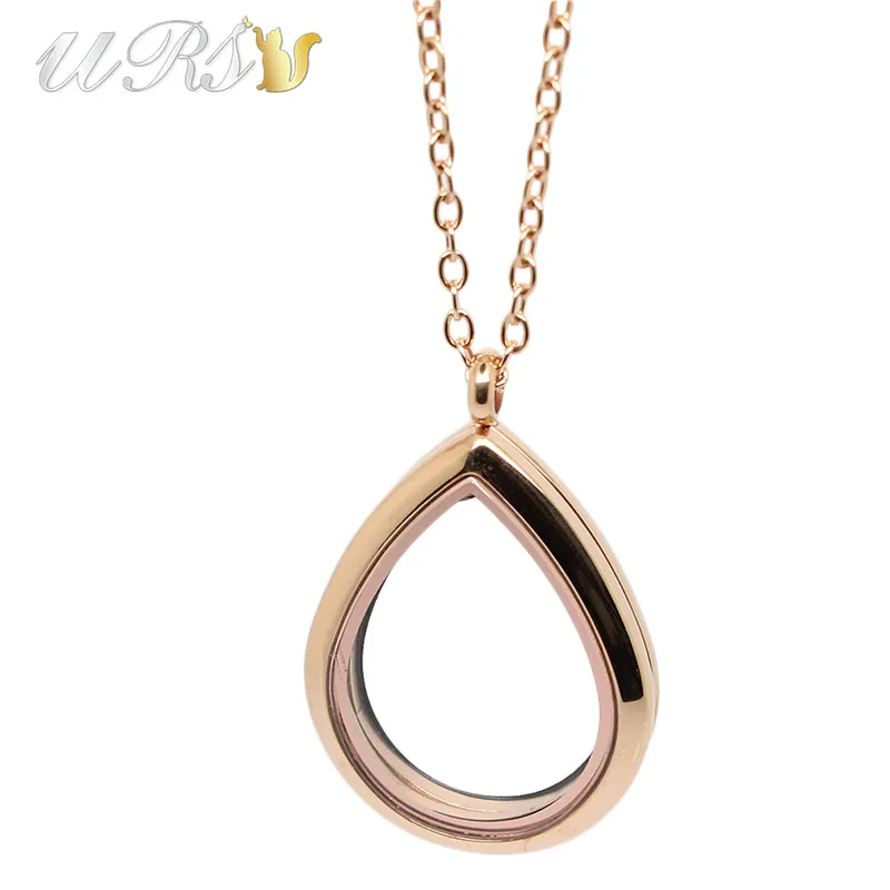 rose gold 28 мм каплевидное магнитное закрытие 316L нержавеющая сталь живое медальон памяти кулон с ожерельем - Окраска металла: rose gold