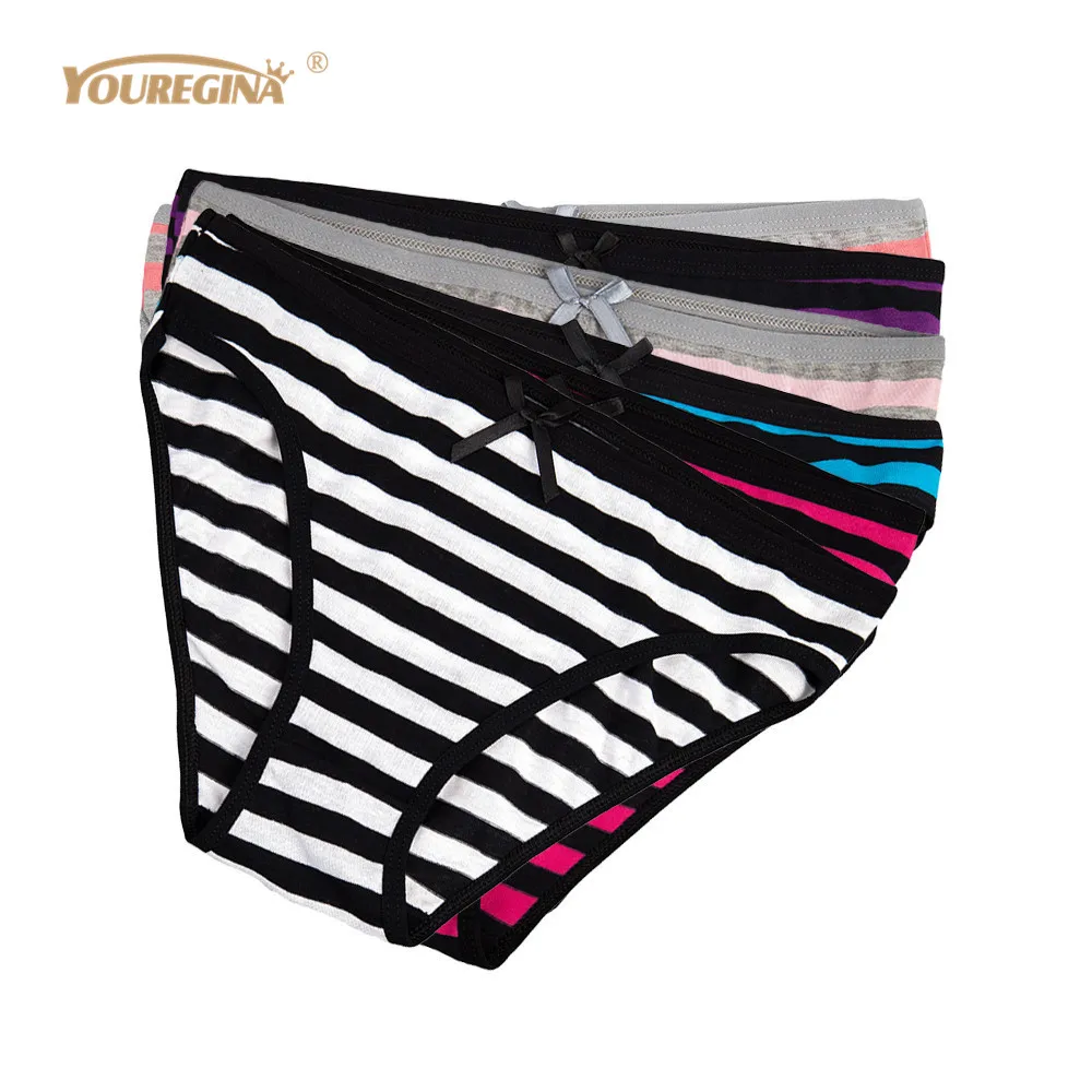 YOUREGINA женские полосатые трусики нижнее белье хлопковые трусы Culotte Femme сексуальное