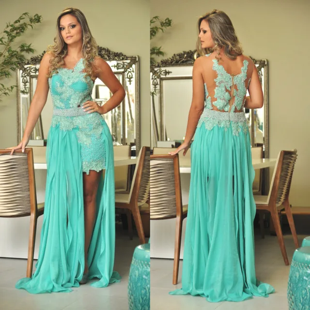 Сексуальное Отвесное Вернуться с Жемчугом Бисером Короткий Передний и длинный