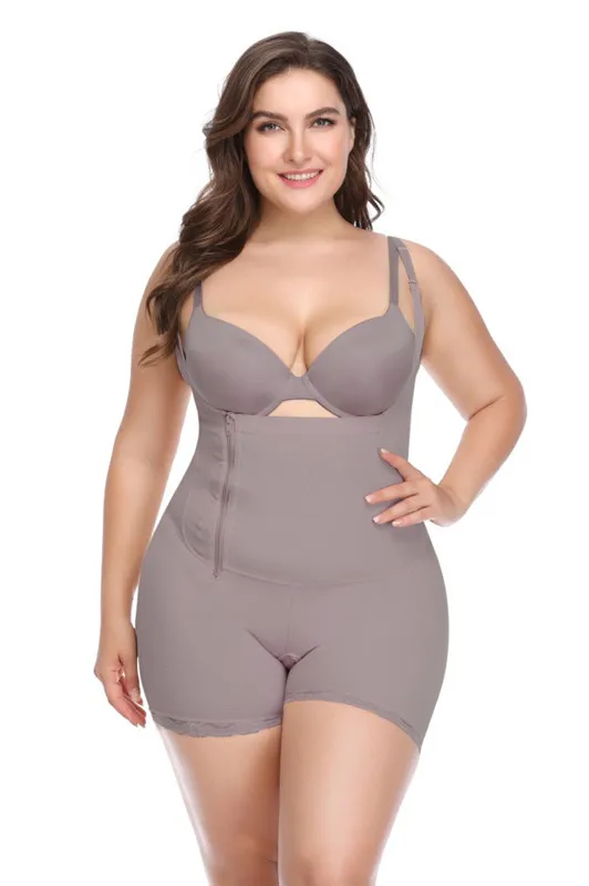 D025 Gray CR размера плюс 6XL латексный женский формирователь тела пост липосакции пояс клип молния комбинезон жилетка пояс Корректирующее белье - Цвет: D025 Gray
