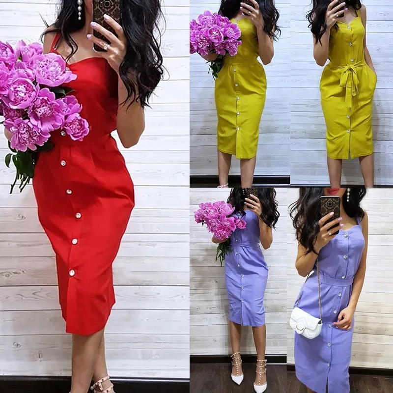 Фото Backless Bodycon Midi Button Sexy Summer Dresses Vestidos Split Pocket Sleeveless Women 2019 Ladies Dress New Женская одежда Backless Bodycon Midi Button Sexy Summer Dresses Vestidos Split Pocket Sleeveless Women 2019 Ladies Dress New Женская одежда