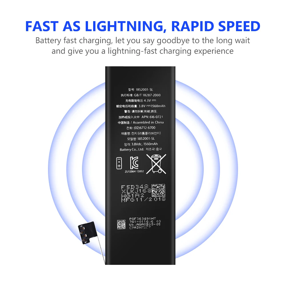 YCDC литиевая Высококачественная реальная емкость 3 8 V 1560mAh батарея для iPhone 5S 5C iPhone5S