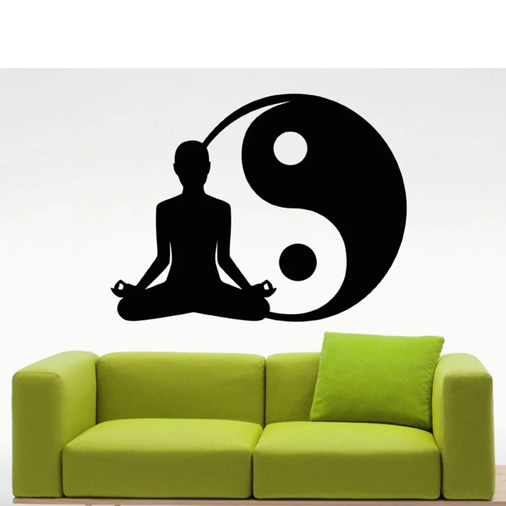 Наклейка на стену для йоги фитнеса Yin Yang съемная виниловая декоративная наклейка