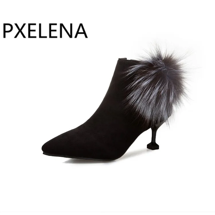 Пикантные женские ботильоны PXELENA с искусственным мехом женская обувь на