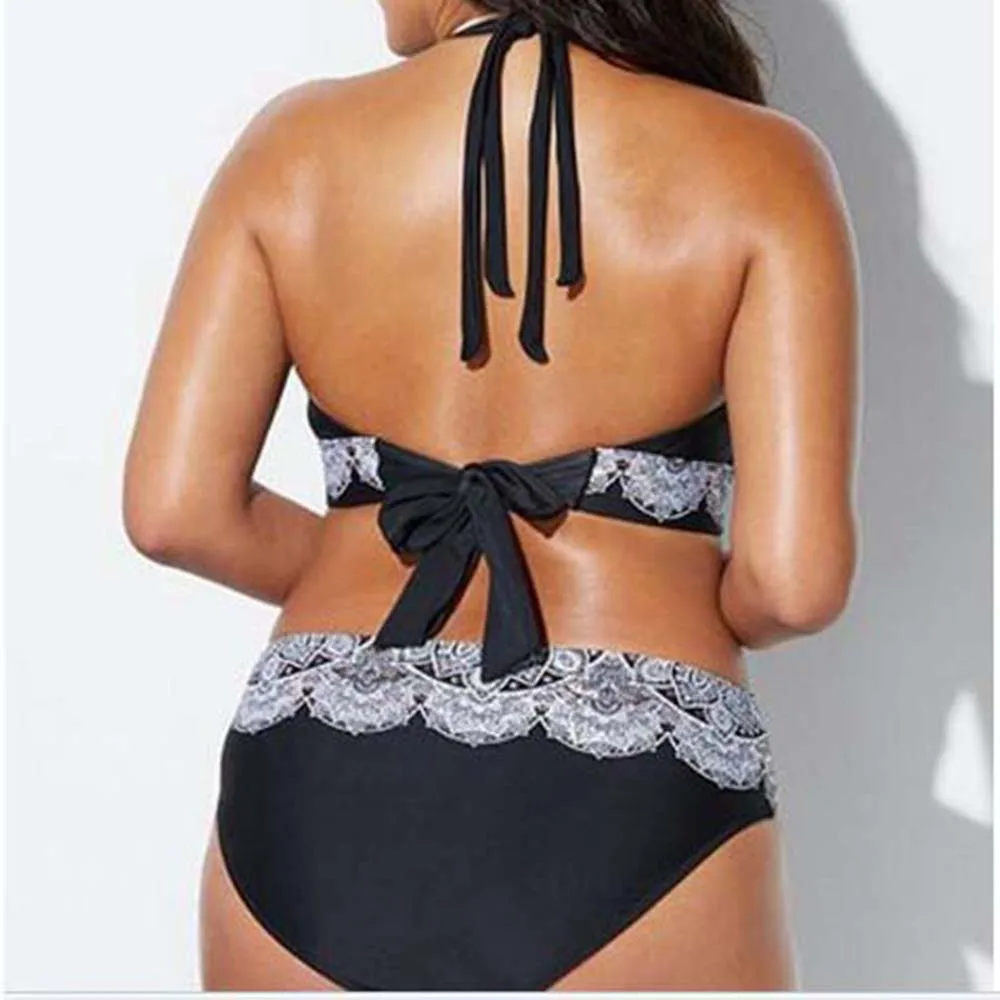 Новинка 2019 купальный костюм больших размеров с толстым принтом бикини в стиле