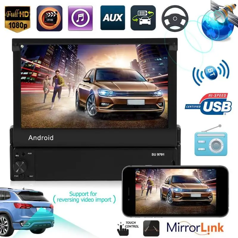 VODOOL SU 9701 1 Din 7 дюймовый Ручной Телескопический экран Android автомобильное радио