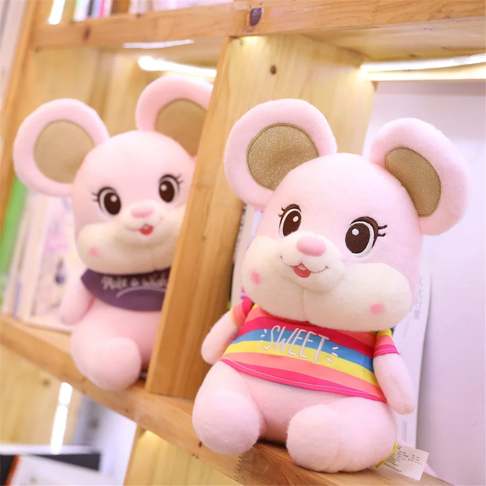 1 шт., новинка, Kawaii mouse, плюшевая кукла, высокое качество, мягкая в ношении мышь, фигурки животных игрушечные, детские подарки на день рождения, Рождество