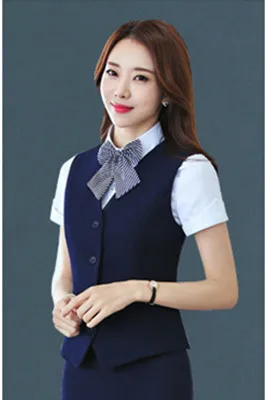 Dark blue 3pcs Новая Сексуальная разноцветная одежда для работы в отеле летняя помощник профессионального косметолога Передняя касса стюардесса юбка униформа - Цвет: Dark blue 3pcs
