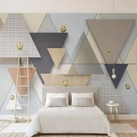 custom mural wallpaper solid geometric triangle plaid cloth stitchingr background wall