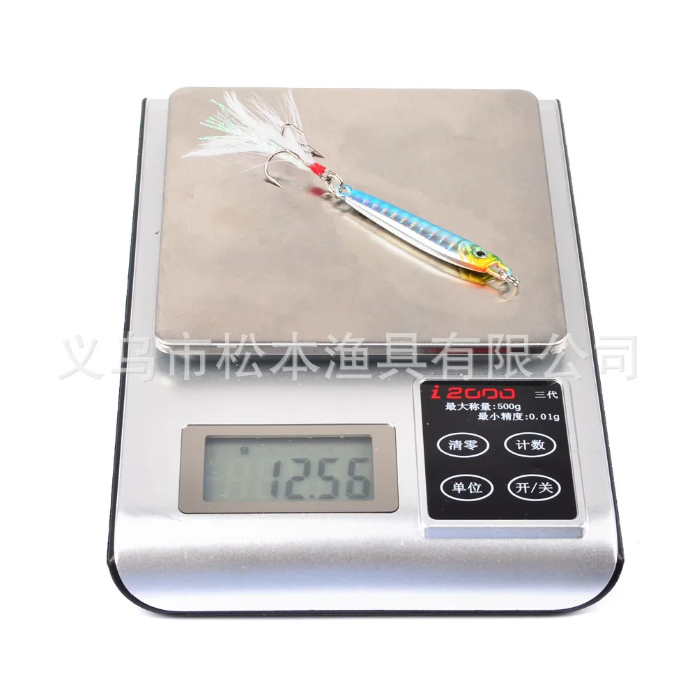

Metal Bait Lead Alloy Sea Fishing Lure 55mm/12.5G With Feather Hooks Sink Ocean Fishing Squin Paillette Wobbler Artificial Bait