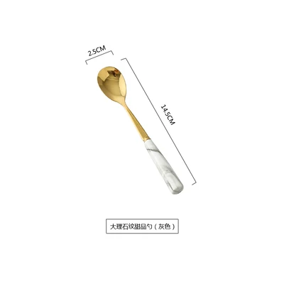 Gray Small Spoon Мраморный керамический столовый набор, столовые приборы, ножи, вилки, ложки, кухонная посуда, нержавеющая сталь, домашние вечерние столовые приборы, набор посуды, Прямая поставка - Цвет: Gray Small Spoon