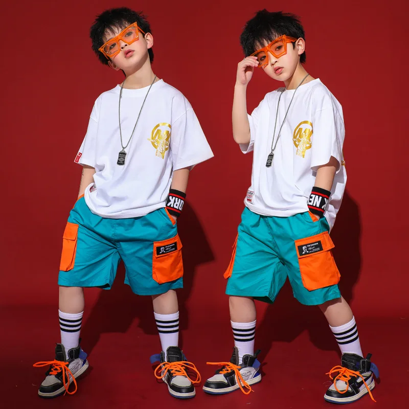 Детская одежда для бальных танцев для девочек и мальчиков: модные большие футболки и джоггеры для джаза, хип-хопа, шоу и танцевальных выступлений.