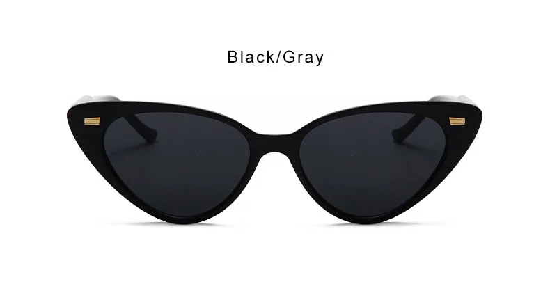 Black Gray Модные солнцезащитные очки женские солнцезащитные очки кошачий глаз модные роскошные брендовые треугольные очки винтажные маленькие трендовые солнцезащитные очки - Цвет линз: Black Gray