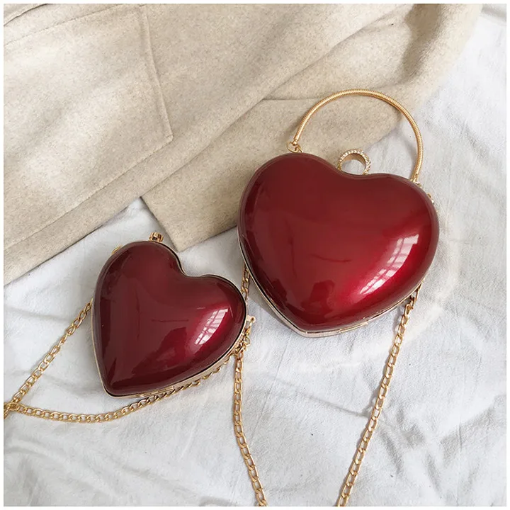 Red TOYOOSKY модная женская сумка-мессенджер в форме сердца элегантные сумки на плечо с цепочкой из бриллиантов дамская сумочка для свадебной вечеринки и банкета - Цвет: Red