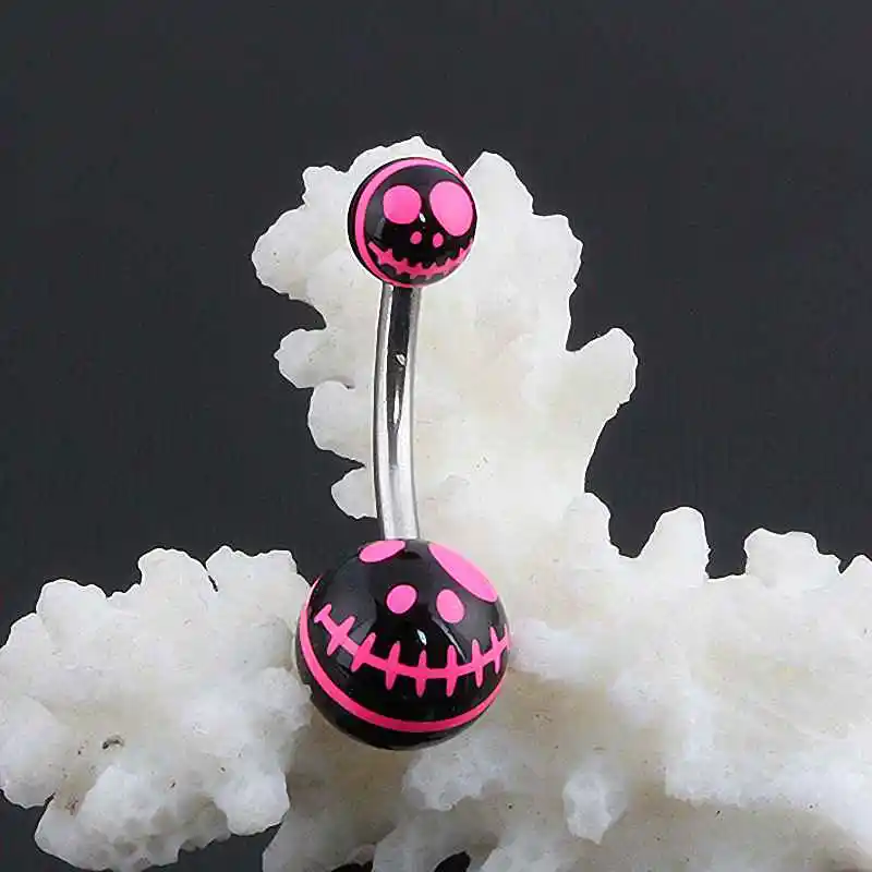 TUMBEELLUWA 1 лот (2 шт) Черная роза Holloween череп УФ штанга нержавеющая сталь пирсинг
