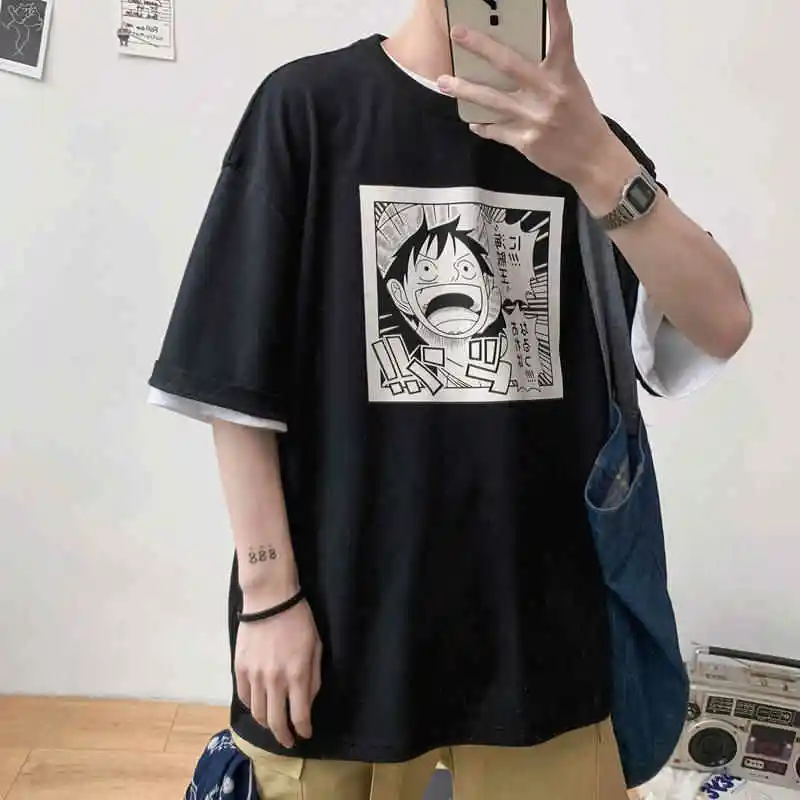 Цельная мультяшная футболка Повседневная homme streetwear Мужская Женская одежда для